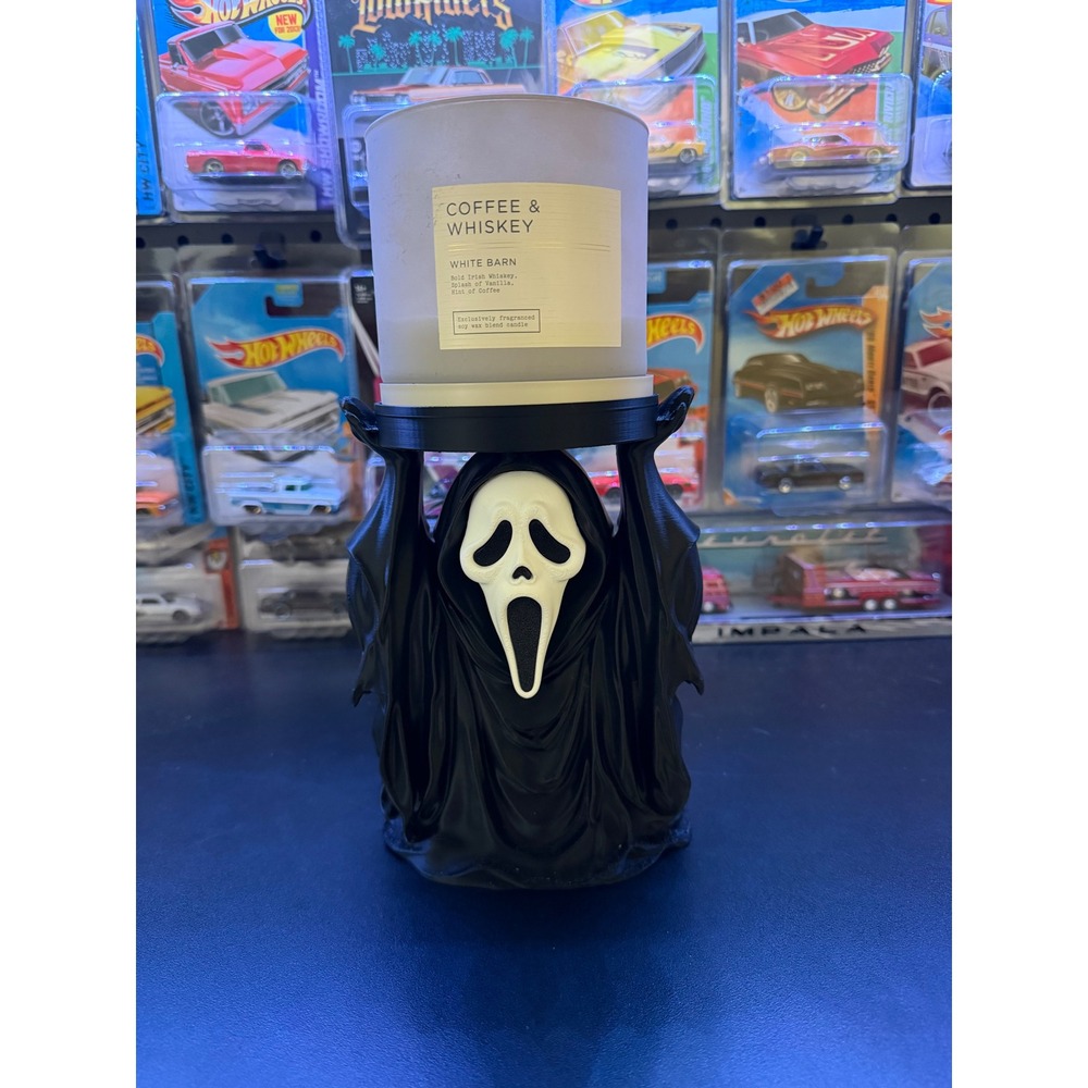 Ghostface Scream 3D Printed 3 Wick Candle Holder Pedestal Horror Decor Black